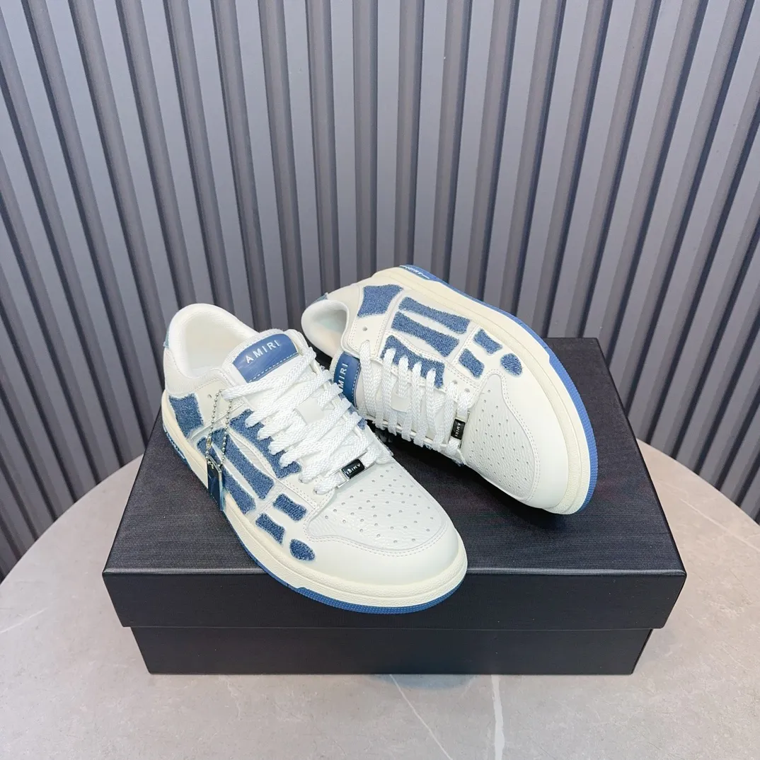 Men's men's shoes 💰600 AMIRI high street sneakers with bone sports shoes, toe layer cowhide upper, upper side bones, hand-stitched, good three-dimensional effect, customized metal LOGO, size 38-45 46